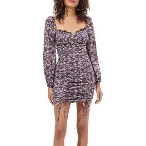 ASTR THE LABEL Mardi Mini Purple Floral Ruched Dress